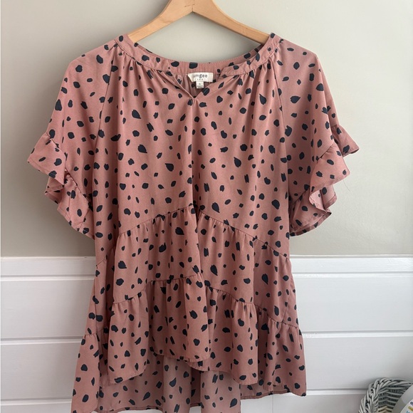 Umgee Tops - Umgee Mauve Ruffle Sleeve Blouse